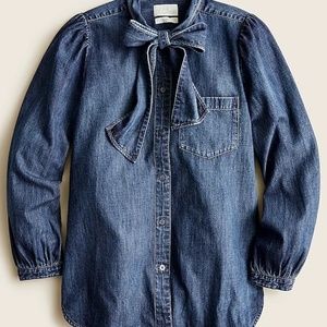 NWT J. Crew Classic-fit tie-neck chambray shirt